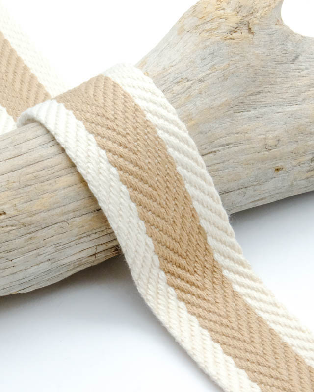 Sangle Chevron Bicolore 30MM Lin Ecru - Maison Klem